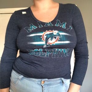 Miami Dolphins Long Sleeve V Neck Tee
